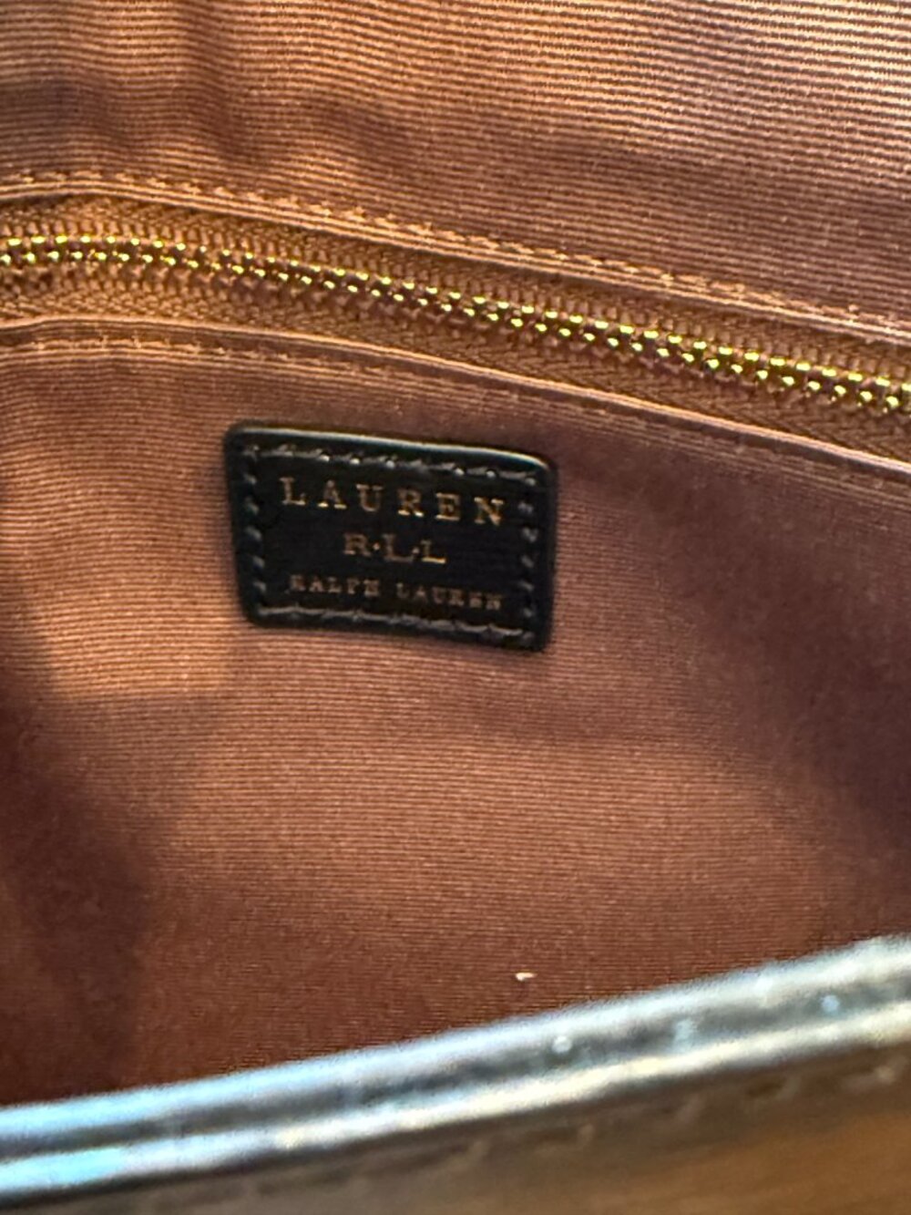 Lauren Ralph Lauren RLL Black Leather Messenger Bag - Picture 5 of 5